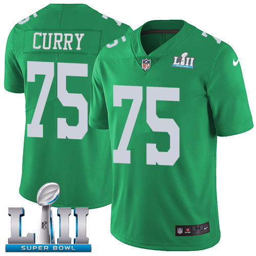 Nike Eagles #75 Vinny Curry Green Super Bowl LII Youth Stitched NFL Limited Rush Jersey